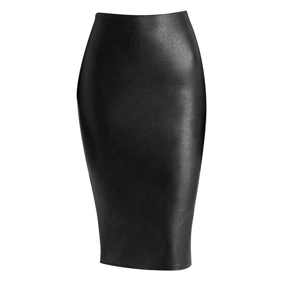 NEW Commando Faux Leather Back Slit Midi Skirt in Black- Size S  #1938 - Picture 1 of 6